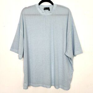 ASOS Design T-Shirt Light Blue Open Knit Crewneck Short Sleeve Large